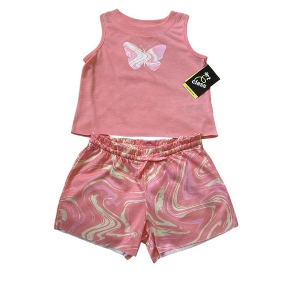 Art Class Girls Outfit/Set Sleeveless TopTank & Shorts Butterfly Pink S(6/6X)